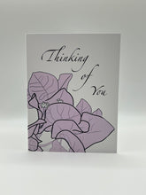 Load image into Gallery viewer, Hand-drawn lavender leaves with Thinking of You script, Hawaii sympathy greeting card