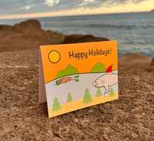 Load image into Gallery viewer, Sharky Holiday hand-drawn Hawaii greeting card, photo 4