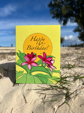Load image into Gallery viewer, Plumeria Birthday hand-drawn Hawaii greeting card, photo 4