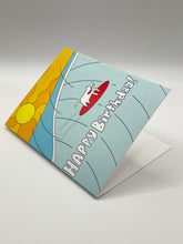 Load image into Gallery viewer, Surfing Dog Birthday hand-drawn Hawaii greeting card, photo 2