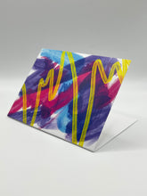 Load image into Gallery viewer, WAVES greeting card standing at an angle, hand-drawn abstract waves