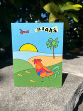 Load image into Gallery viewer, Aloha Rooster hand-drawn Hawaii greeting card, photo 4
