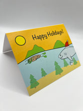 Load image into Gallery viewer, Sharky Holiday hand-drawn Hawaii greeting card, photo 2