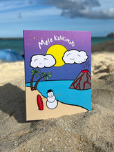 Load image into Gallery viewer, Island Snowman hand-drawn Hawaii greeting card, photo 4