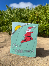 Load image into Gallery viewer, Surfing Santa hand-drawn Hawaii greeting card, photo 4